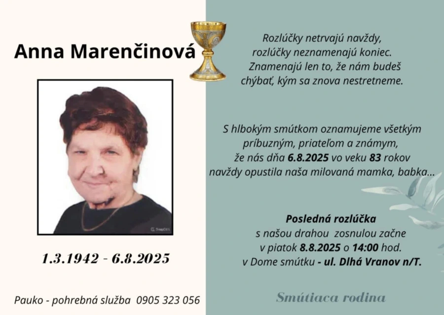 Posledná rozlúčka s Annou Marenčinovou