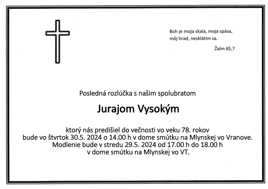 Posledná rozlúčka s Jurajom Vysokým