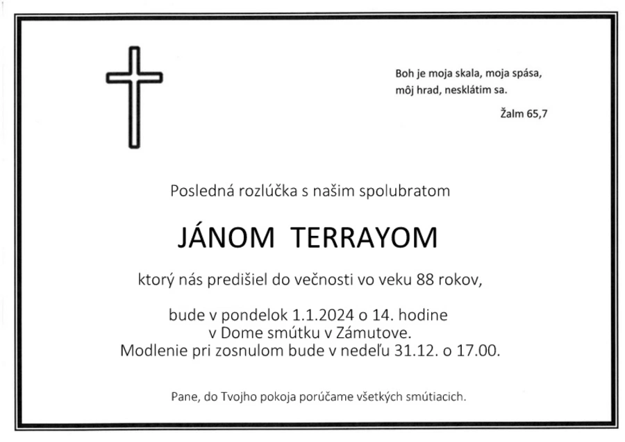 Posledná rozlúčka s Jánom Terrayom