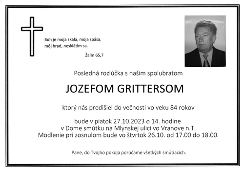 Posledná rozlúčka s Jozefom Grittersom