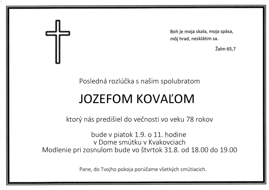 Posledná rozlúčka s Jozefom Kovaľom