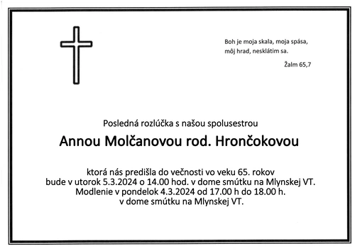 Posledná rozlúčka s Annou Molčanovou